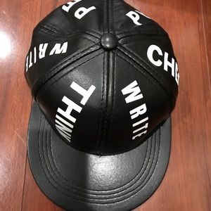 Black leather snapback